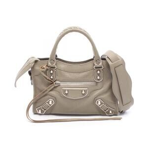 Balenciaga Metallic City Handbag Leather Beige